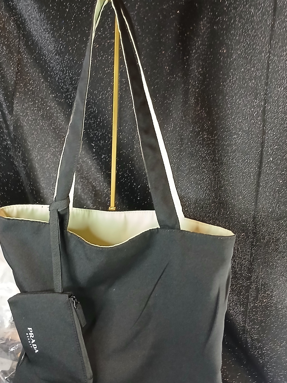 PRADA Beauty Reversible Green/Black Or Black/Green Tote Bag with Black Pouch